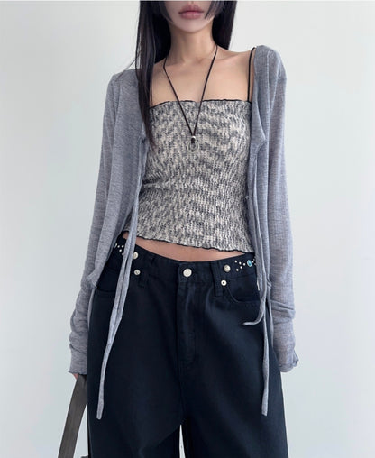 Double Ring Leather Necklace