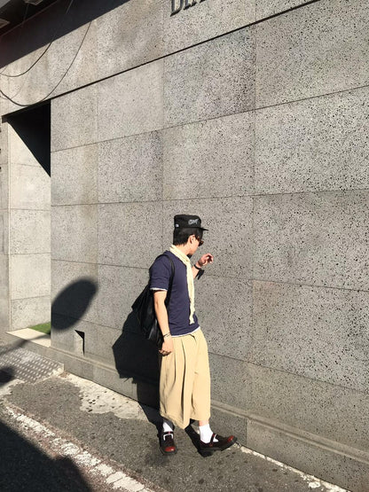 Two-Tuck Wide Half Slacks