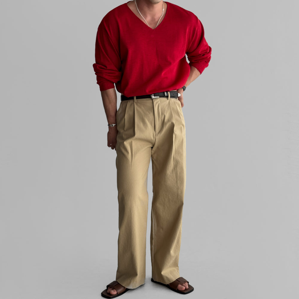 Slick V-Neck Linen Knit