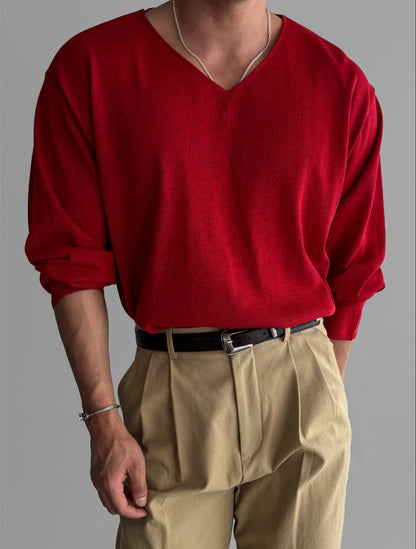 Slick V-Neck Linen Knit