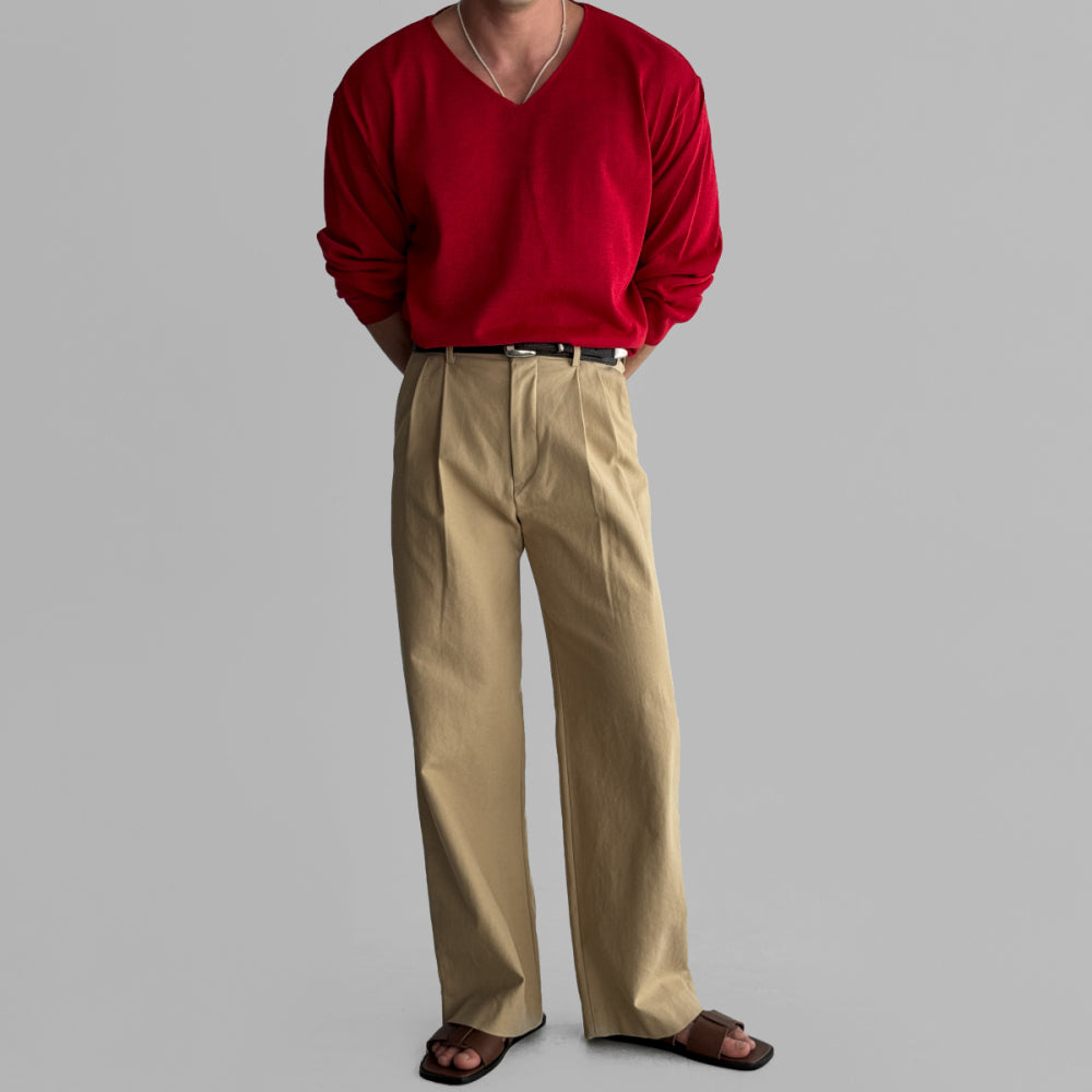 Slick V-Neck Linen Knit