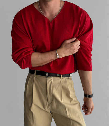 Slick V-Neck Linen Knit
