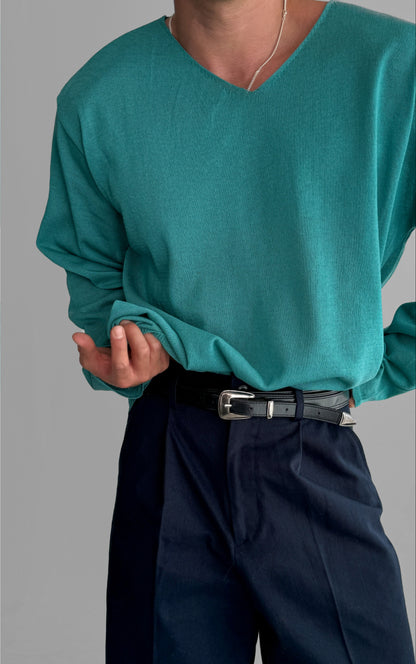 Slick V-Neck Linen Knit
