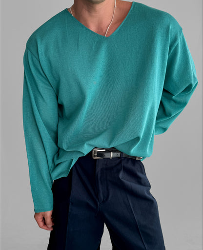 Slick V-Neck Linen Knit