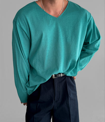 Slick V-Neck Linen Knit