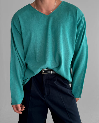 Slick V-Neck Linen Knit
