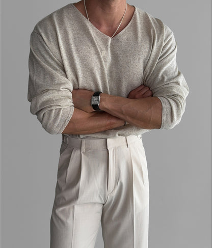 Slick V-Neck Linen Knit