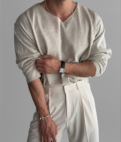 Slick V-Neck Linen Knit