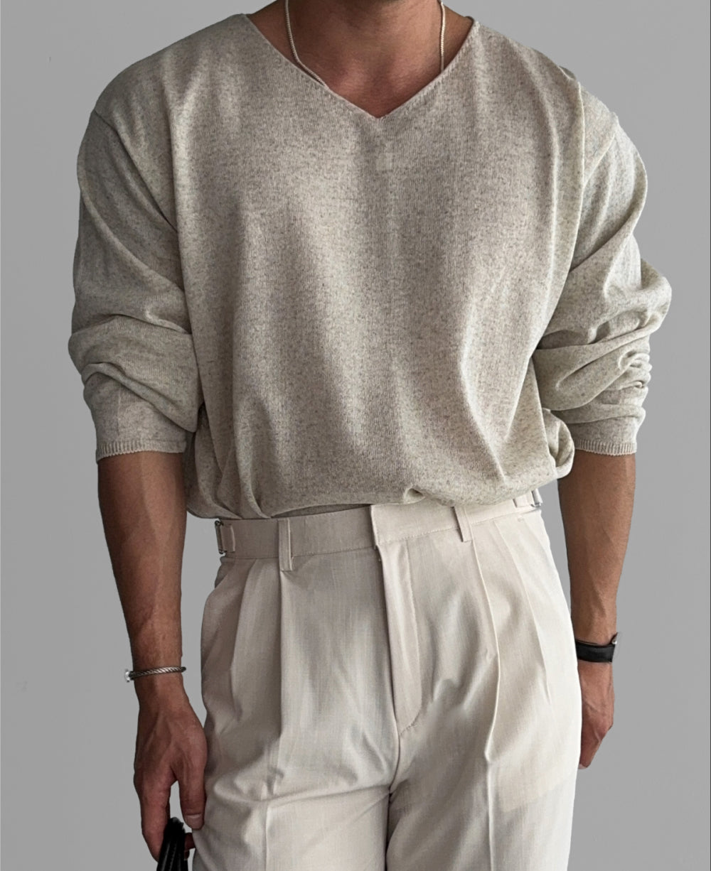 Slick V-Neck Linen Knit