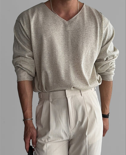 Slick V-Neck Linen Knit