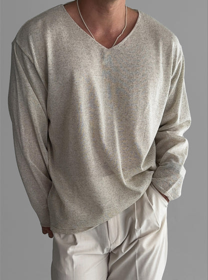Slick V-Neck Linen Knit
