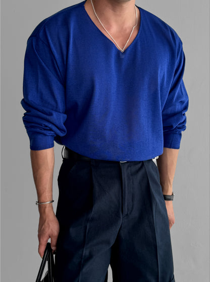 Slick V-Neck Linen Knit