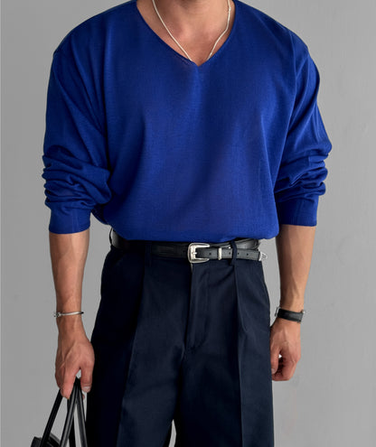 Slick V-Neck Linen Knit