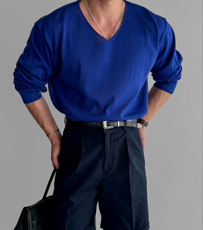 Slick V-Neck Linen Knit