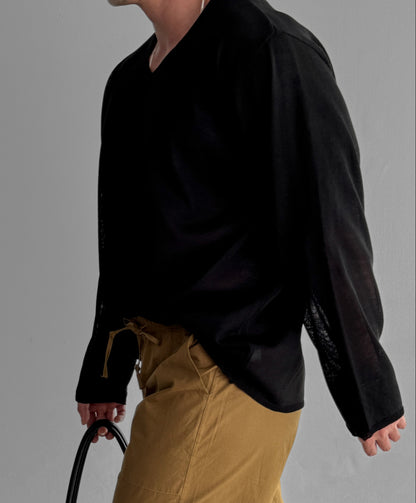 Slick V-Neck Linen Knit