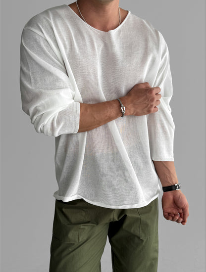 Slick V-Neck Linen Knit