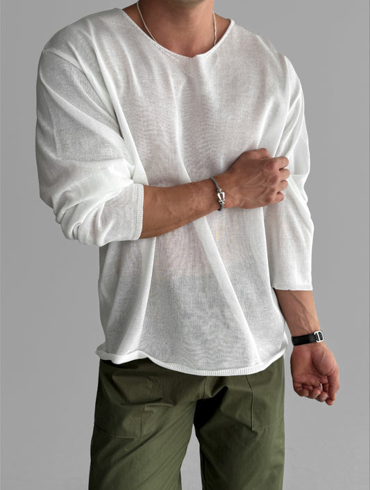 Slick V-Neck Linen Knit