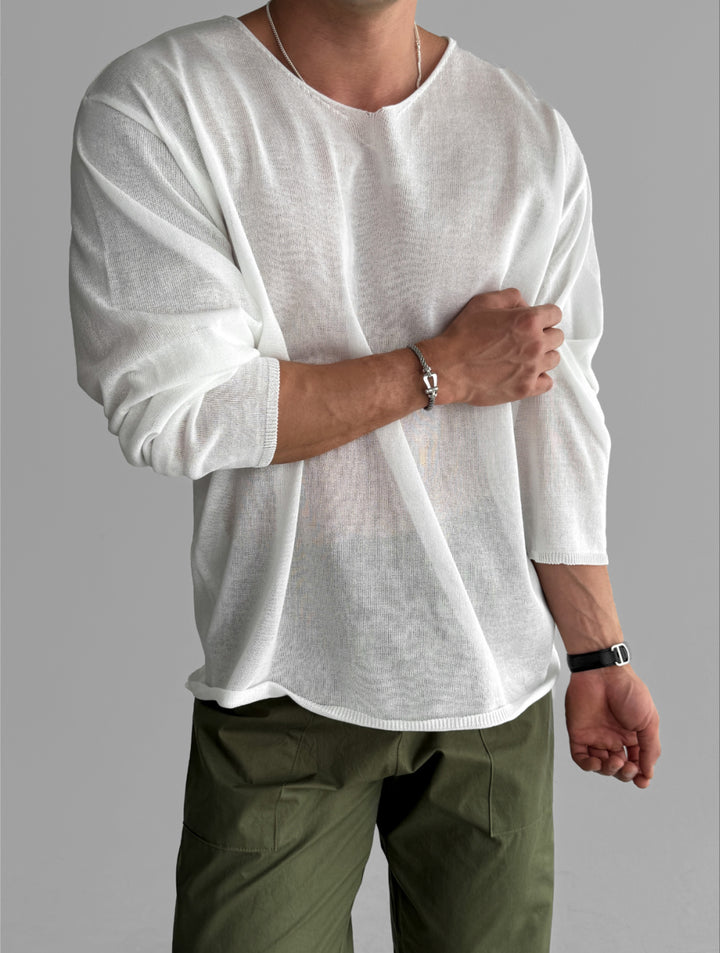 Sleek V-Neck Linen Knit