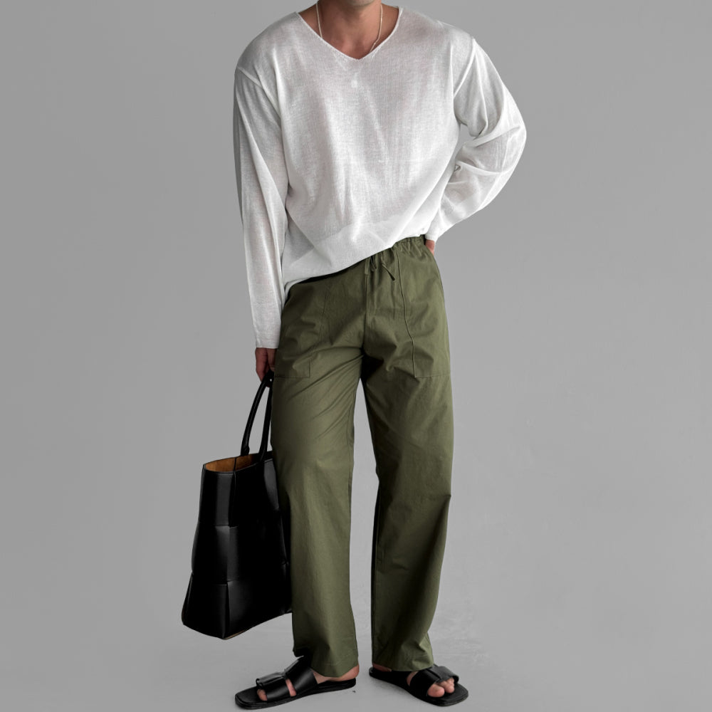 Slick V-Neck Linen Knit