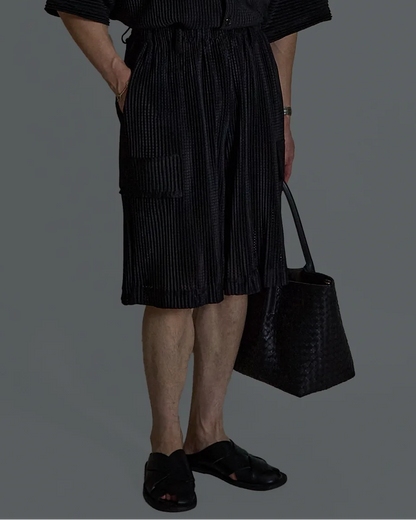 Mesh Pleated Half Pants