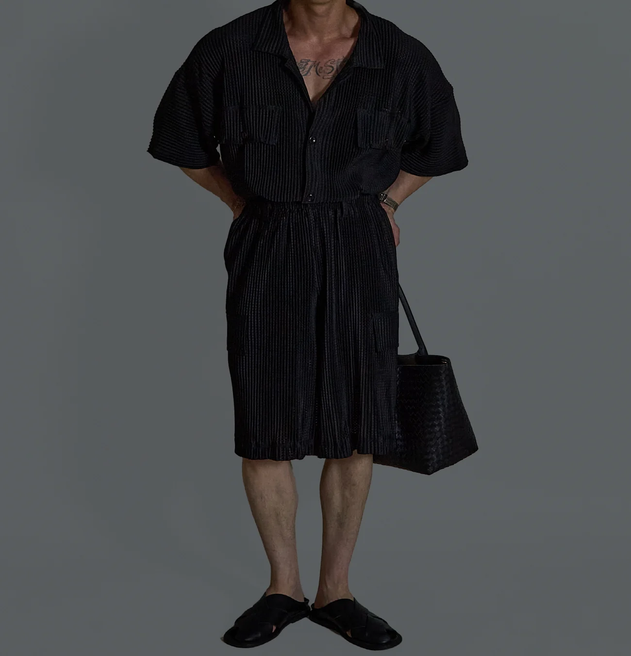 Mesh Pleats Shirt
