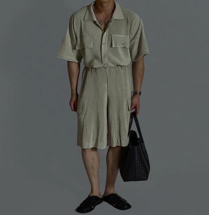 Mesh Pleated Half Pants