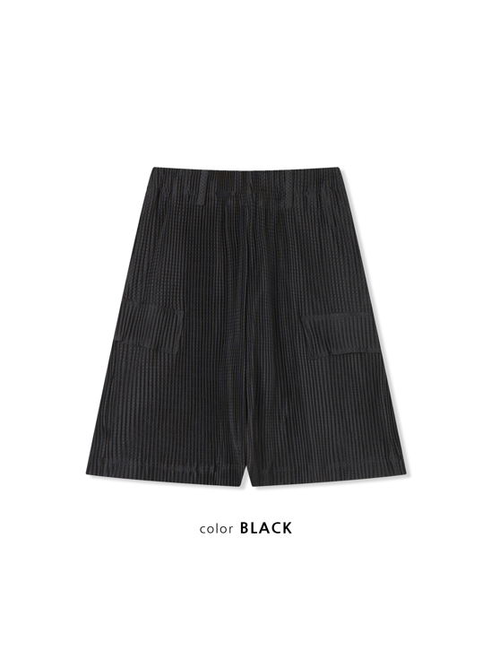 Mesh Pleats Half Pants
