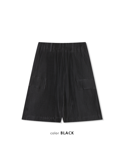 Mesh Pleated Half Pants