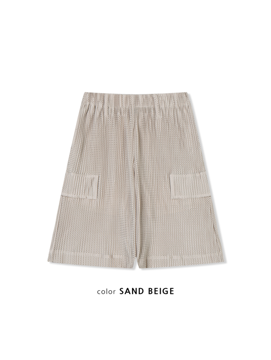 Mesh Pleats Half Pants