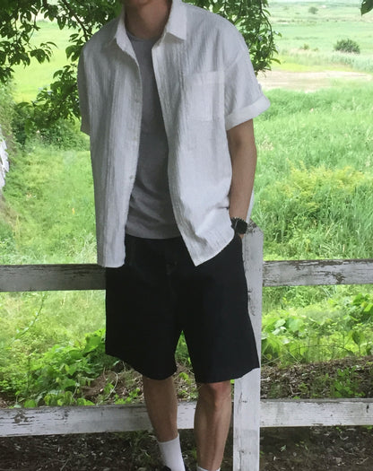 Crinkle Half Sleeve Shirt