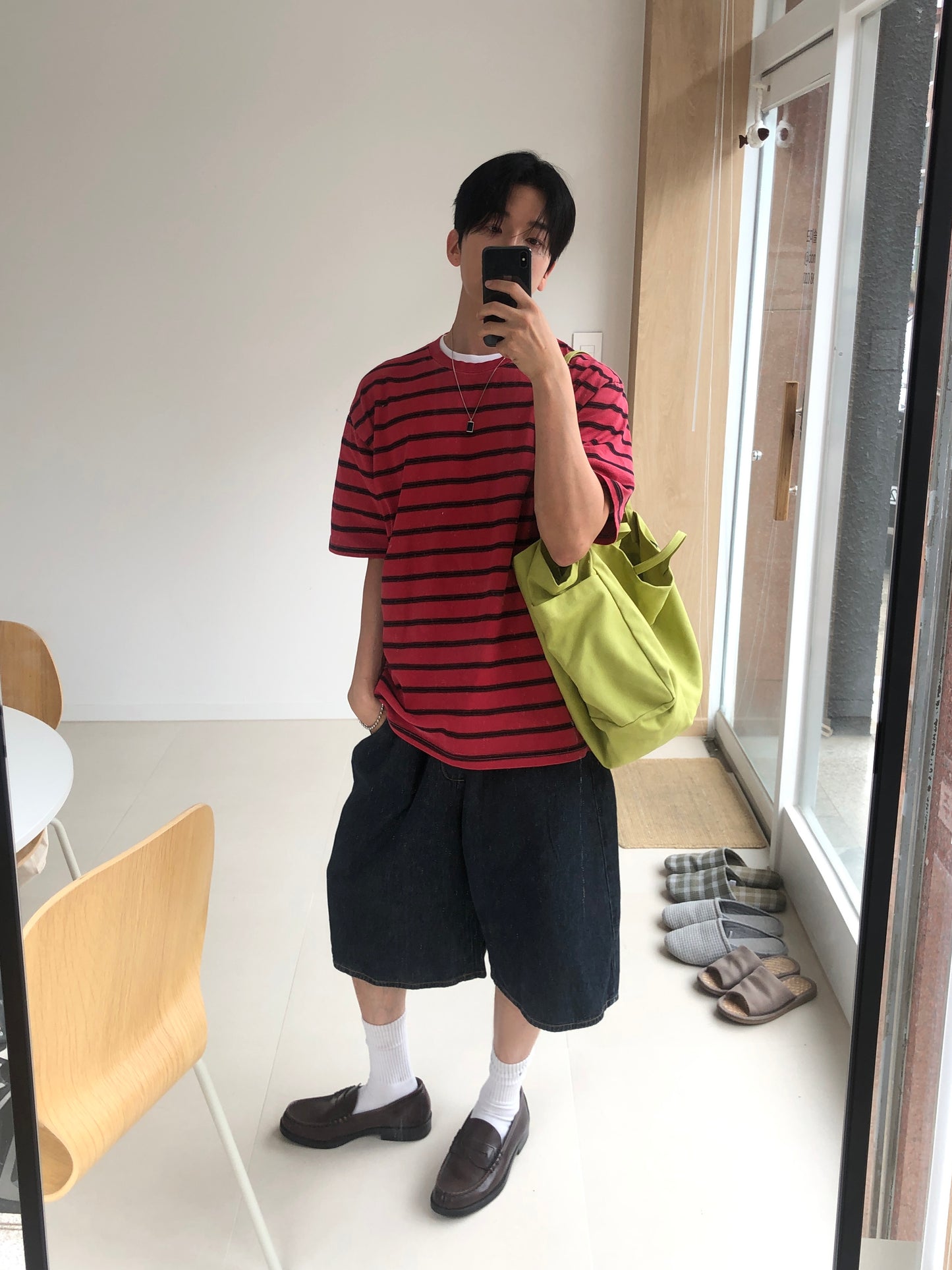 Rib Linen Bermuda Denim Shorts