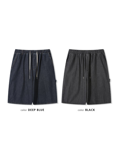 Ribbed Linen Bermuda Denim Shorts
