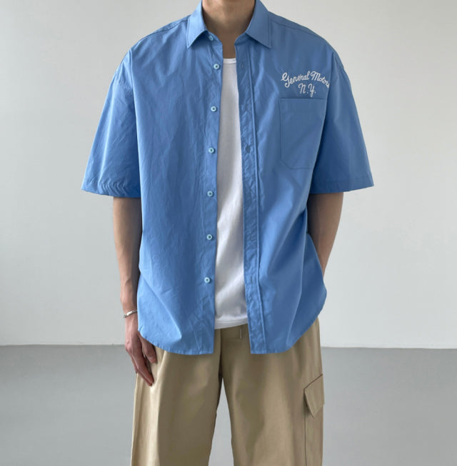 About Blank Embroidery Half Shirt