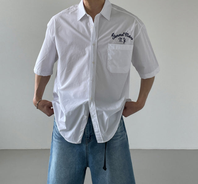 Pigment-Washed Nylon Shirt Jacket