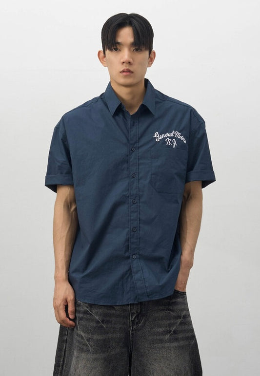 About Blank Embroidery Half Shirt