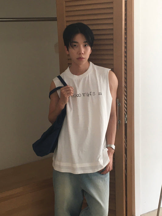 ダブルレイヤードスリーブレスTシャツ