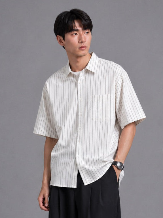 Pigment-Washed Nylon Shirt Jacket