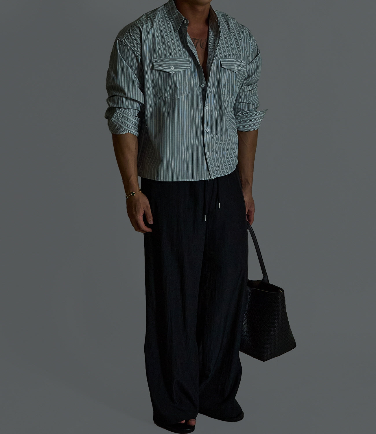 Pigment-Washed Nylon Shirt Jacket