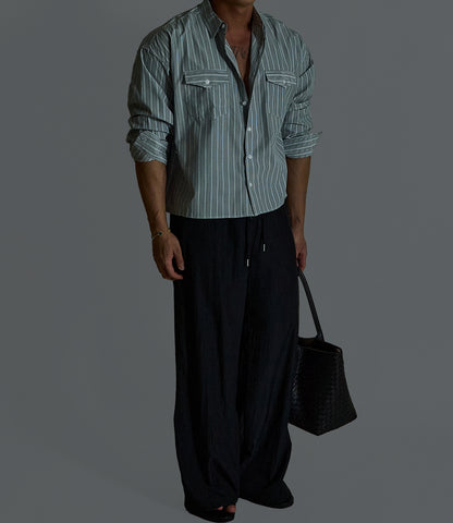 Pigment-Washed Nylon Shirt Jacket