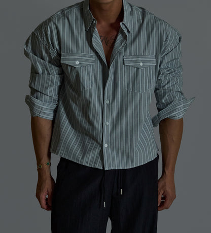 Pigment-Washed Nylon Shirt Jacket