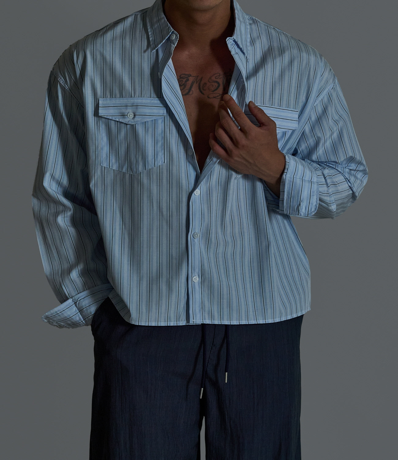 Pigment-Washed Nylon Shirt Jacket