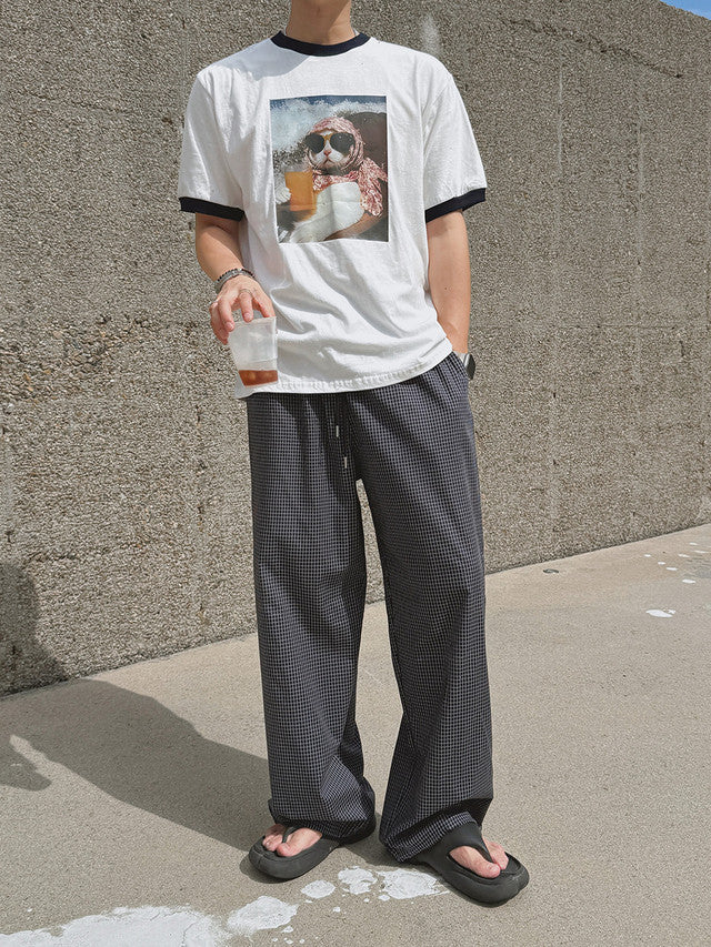 Cat Graphic Ringer T-Shirt