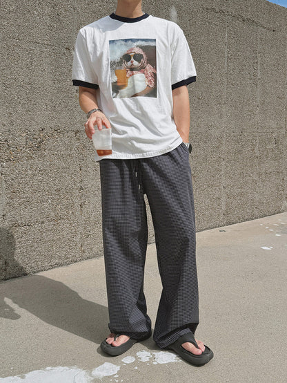 Cat Graphic Ringer T-Shirt