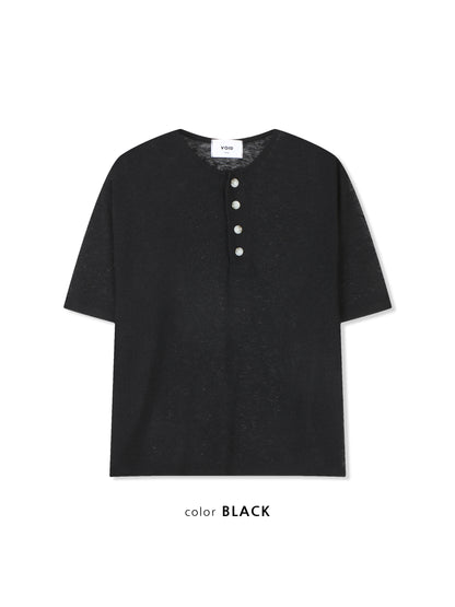 Sheer Henley Knit Tee