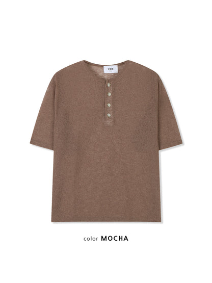 Sheer Henley Knit Tee