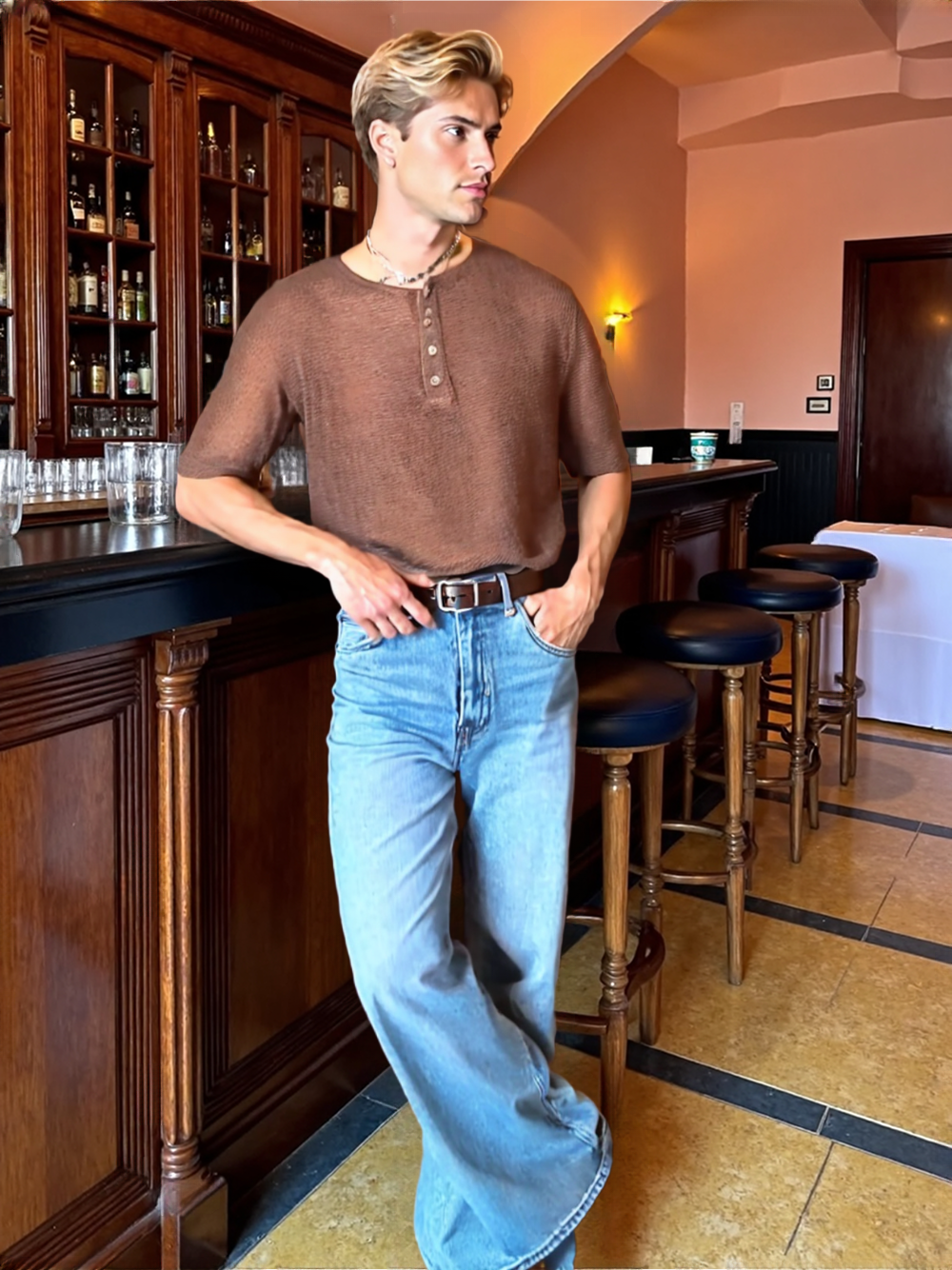 Sheer Henley Knit Tee