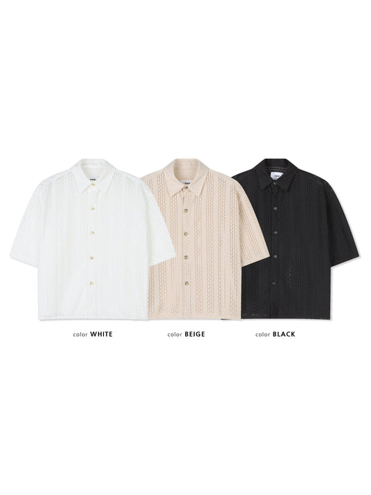 Openwork Knit Half Shirt