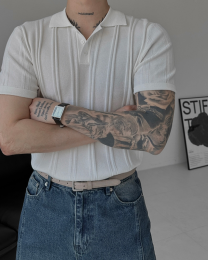 Vertical Rib Knit Polo