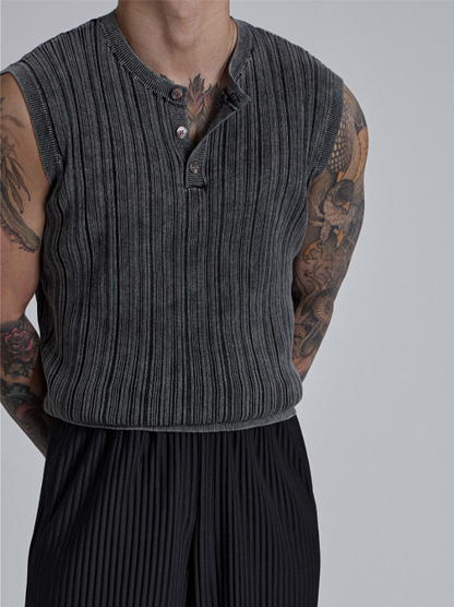 Vintage Rib Henley Sleeveless Knit