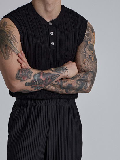 Vintage Rib Henley Sleeveless Knit